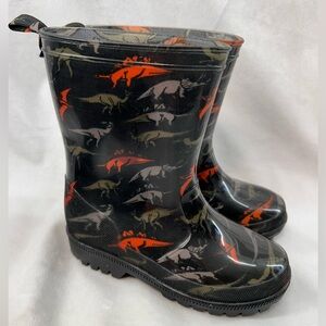 Capelli of New York size 13 boys Black dinosaur  rain Boots nwot